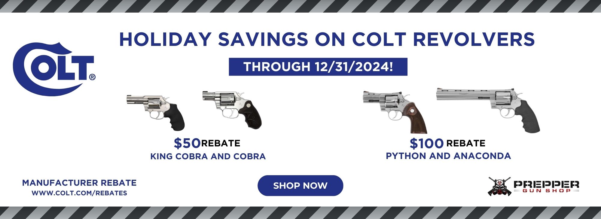 Illustration of Colt Manufacturing's Rebate On Revolvers through 12/31/2024