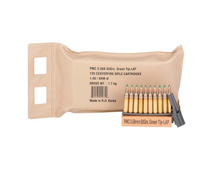 PMC Rifle Ammunition X-TAC 5.56NATO 62 Grain LAP Green Tip Battle Pack BP - 120rd