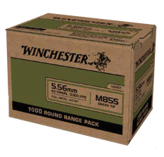 Winchester Rifle Ammunition 5.56 Nato 62gr Green Tip FMJ 1000rd Case