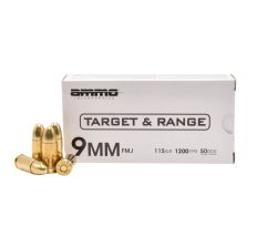 Ammo Inc Target and Range 9mm Luger Handgun Ammunition 115gr FMJ 50rd Box