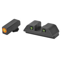 AmeriGlo Trooper Sight Glock MOS Green with Orange Outline Front, Green Rear