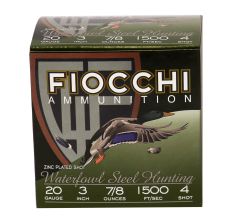 Fiocchi Ammunition Flyway 20 Gauge 3" #4 Steel Shot 25rd