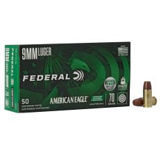 Federal American Eagle Indoor Range Training 9MM 70Gr Lead Free Ball 50rd