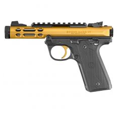 Ruger Mark IV Lite .22LR 4.4" (2) 10rd Checkered 1911 Style Grip - Gold / Black