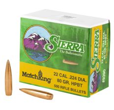 Sierra Bullets MatchKing 22 Caliber 80Gr BTHP 500ct