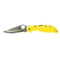 SPYDERCO STRTCH 2 XL LIGHTWEIGHT SALT YELLOW SERRATED KNIFE